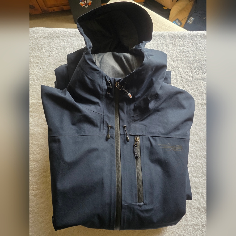 Sitka GoreTex Waterproof Gravelly Shell Jacket Rain Hunting Fishing Coat Blue XL